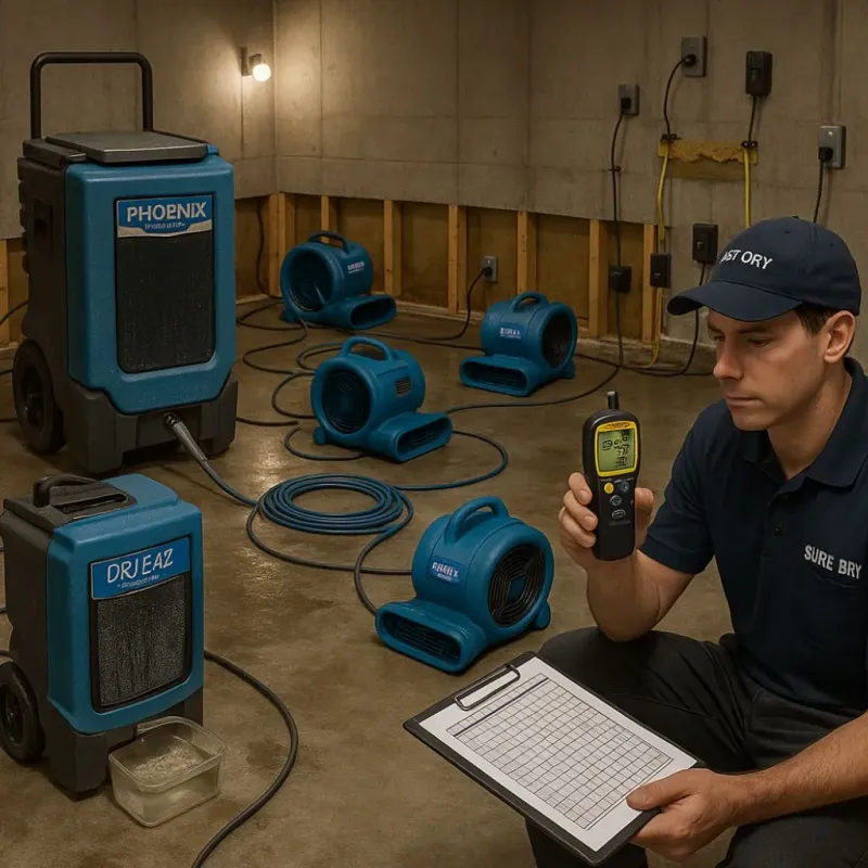 Structural Drying and Dehumidification process in Leland, MS